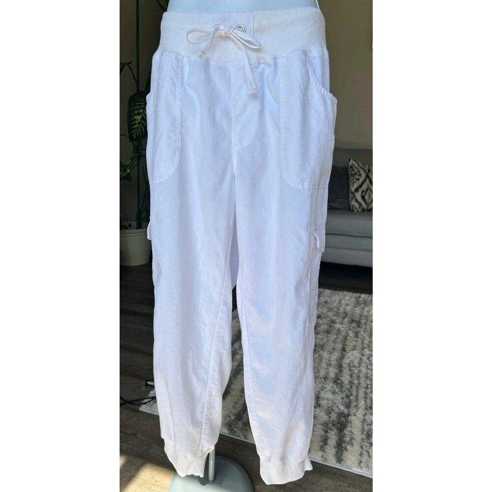 Mofiz White Cargo Jogger Pants Size XL Lightweight Drawstring Utility #516